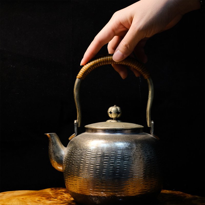 【日本古美術】藤把黃銅湯沸 鎚起銅器 茶壺 煮水壺 - 茶壺/茶杯/茶具 - 銅/黃銅 