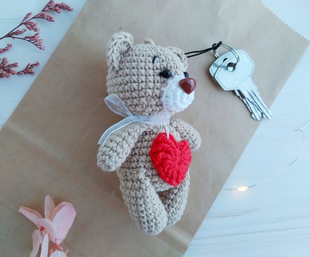 Bear with Heart Key Cover Crochet Pattern