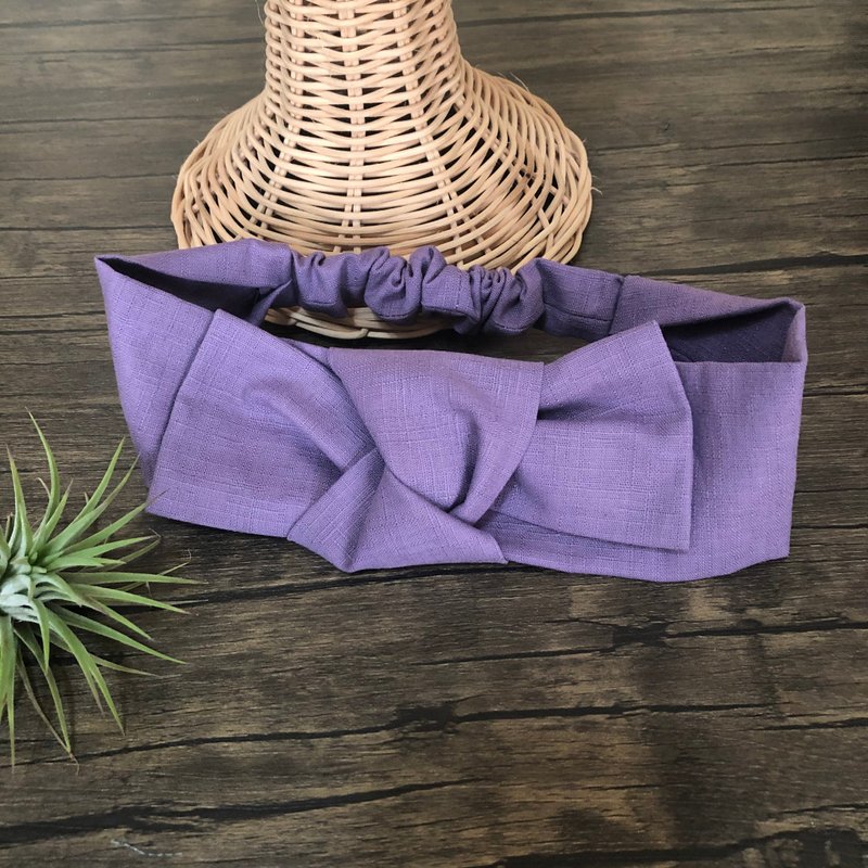 Purple bow hair band / リボンヘアバンド - Headbands - Cotton & Hemp Purple