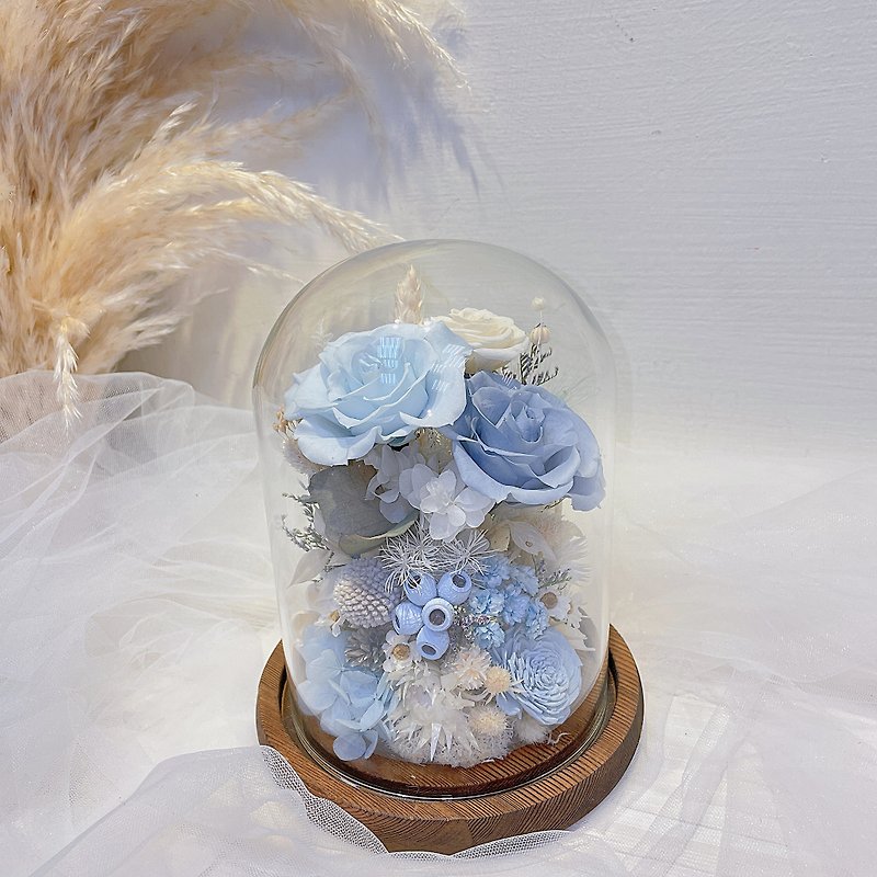 FengFlower [Sky Blue Glass Cover Series] Valentine's Day/Birthday/Mother's Day/Graduation Season - Dried Flowers & Bouquets - Plants & Flowers 