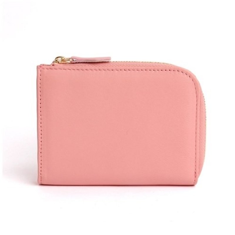 韓國Socharming-Tidy Leather Wallet-Pink - 散紙包 - 其他材質 