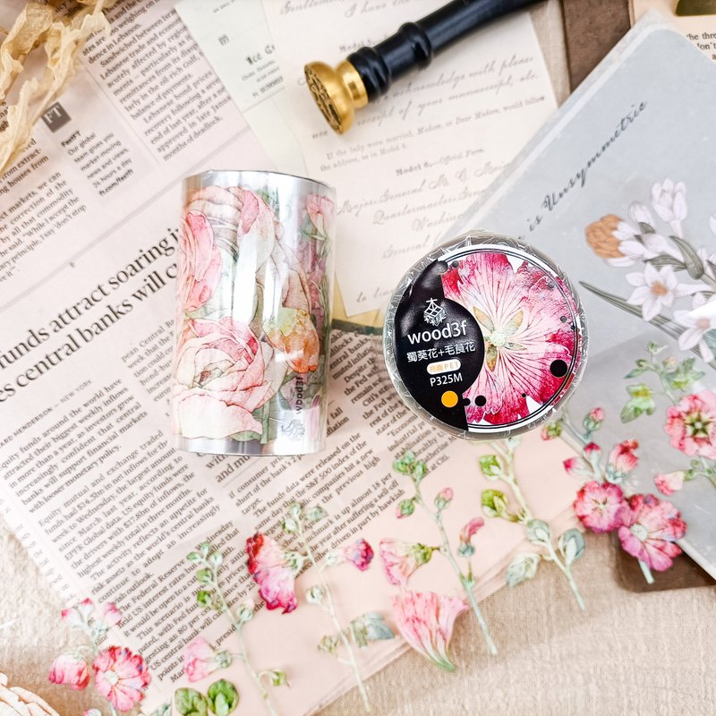 Hollyhock Flower + Buttercup Flower / Masking Tape - มาสกิ้งเทป - พลาสติก หลากหลายสี