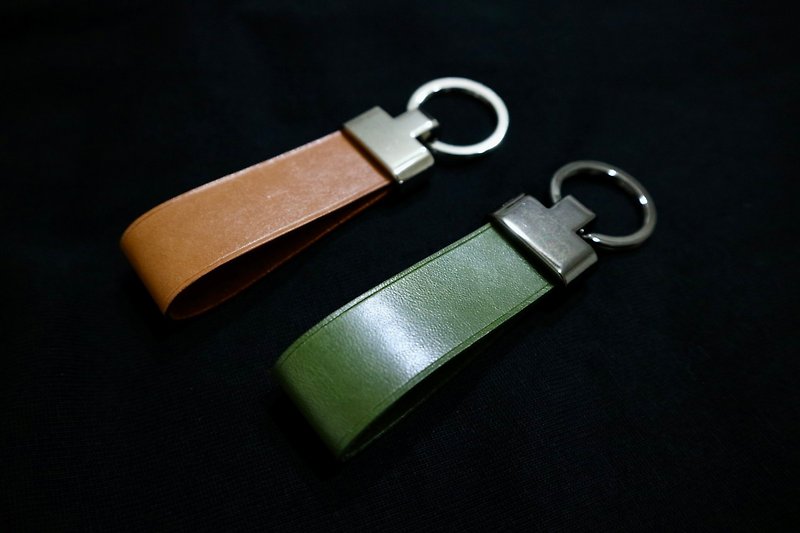Vegetable Tanned Leather Keyring/Leather Charm/Gift - Keychains - Genuine Leather Green