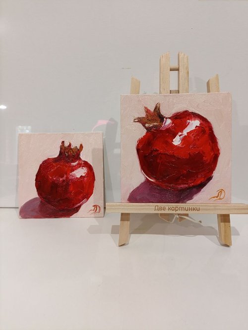LudaDeArt 多汁的石榴畫 原創藝術 甜食 水果藝術 浮雕油畫