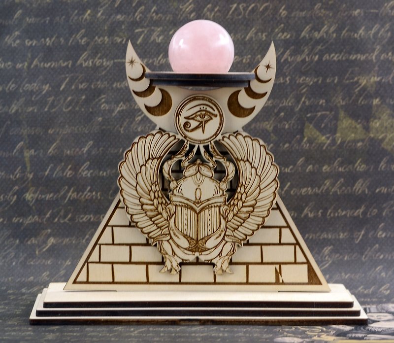 Eye of Horus sphere stand, Egyptian Scarab sphere holder, Pyramid sphere stand - อื่นๆ - ไม้ สีนำ้ตาล