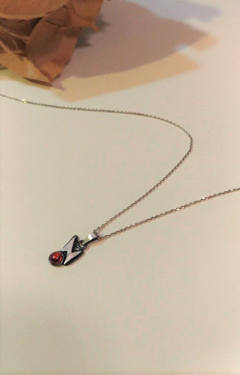 風信子石純銀閃電項鍊 Zircon silver necklace - 項鍊 - 半寶石 銀色