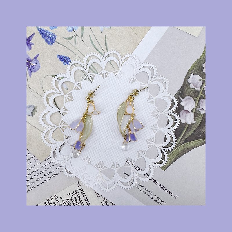 Gradient Purple Lily of the Valley String Earrings and Clip-On - Earrings & Clip-ons - Resin Purple