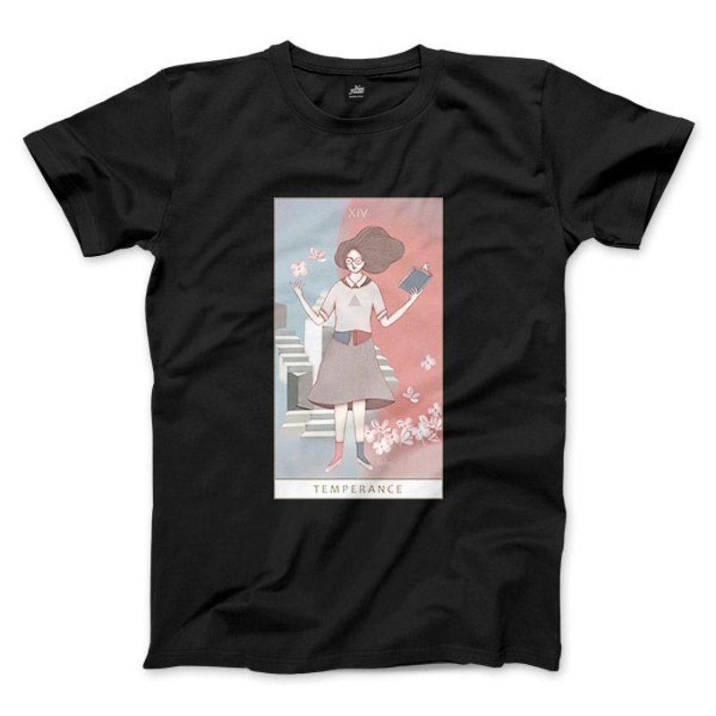 XIV | Temperance-Black-Unisex T-shirt - เสื้อยืดผู้ชาย - ผ้าฝ้าย/ผ้าลินิน สีดำ
