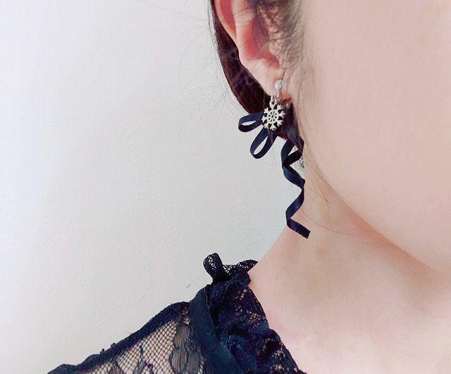 デイリーハンドメイド】ロマンチックなスノーフレークリボン クリップ