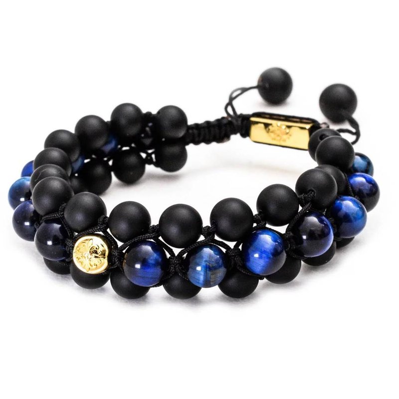 [Assassins] (Mr Blue) Taiwan original 14K gold Bronze black agate bracelet crystal bracelet jewelry - Bracelets - Copper & Brass Blue