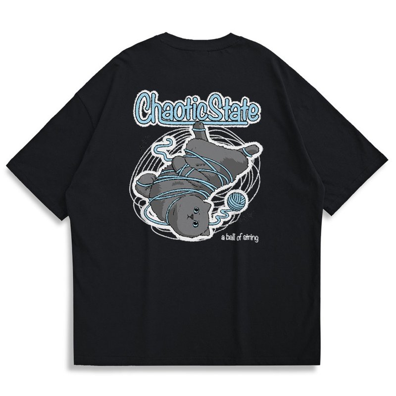 【CREEPS】Blue Cat Chartreux 寬鬆重磅印花T恤 - 男 T 恤 - 棉．麻 多色