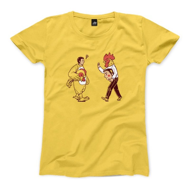 私の鶏オン - 黄色 - レディースTシャツ - Tシャツ - コットン・麻 