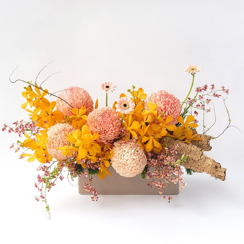 [Liulí] Lunar New Year Arrangement / Taipei & New Taipei City Exclusive - ช่อดอกไม้แห้ง - พืช/ดอกไม้ สีส้ม