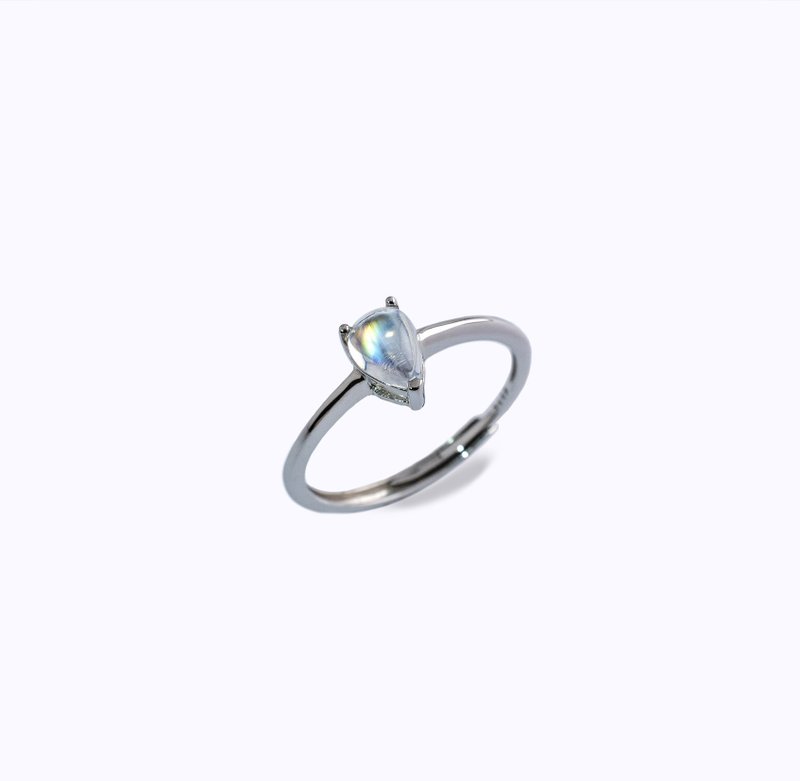 AND 月光石 藍色 水滴 5*7mm 戒指 經典系列 Pear 天然寶石 - 戒指 - 銀 藍色