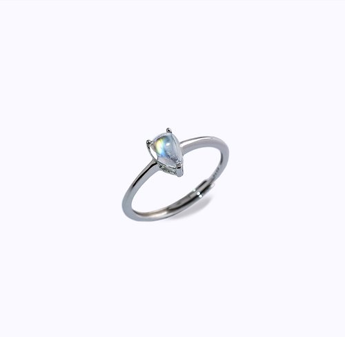 安的珠寶 AND Jewel AND 月光石 藍色 水滴 5*7mm 戒指 經典系列 Pear 天然寶石