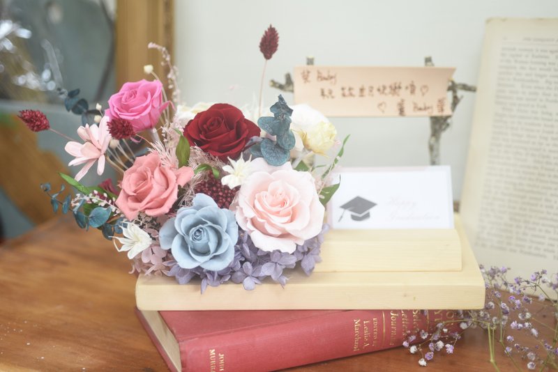 Preserved Flower Opening Ceremony Log Business Card Display Stand Pingtung Dry Flower - ช่อดอกไม้แห้ง - พืช/ดอกไม้ สีแดง