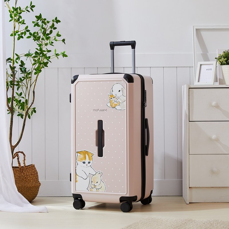 [Mofusand Cat Fusandi] 20-inch zipper suitcase fat suitcase boarding case - Cat Rabbit Pink - Luggage & Luggage Covers - Plastic Pink