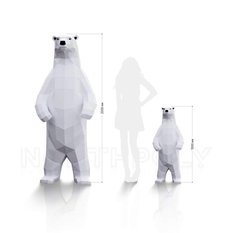 Polar Bear ( 1 and 2 metres) Papercraft, Pdf, Gurko, Pepakura, Template, 3D - 手工藝教學/工具書 - 其他材質 