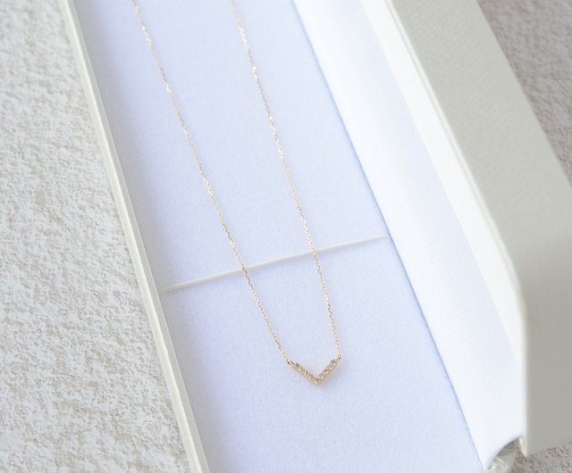 V-shaped design necklace K18 - Shop JEWELRY and PEARL FUKUDA