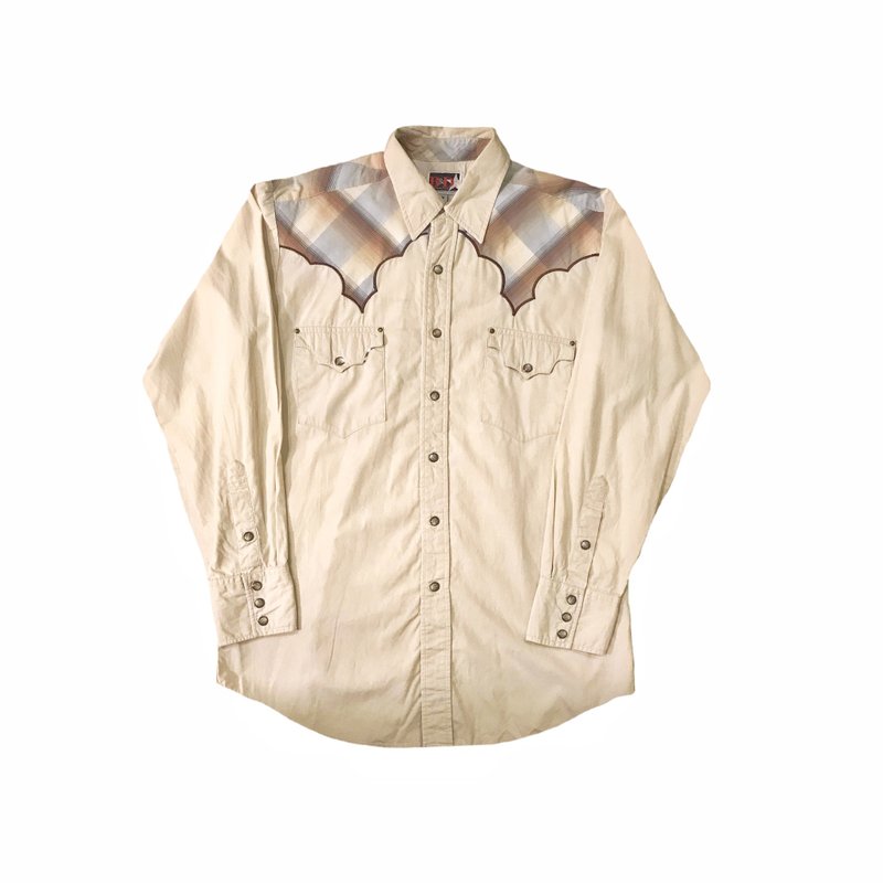 • 愛頭牌 •Vintage Western Shirt 古著西部襯衫 - 男襯衫/休閒襯衫 - 棉．麻 卡其色