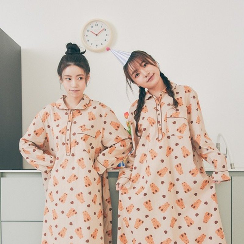 Romane DONATDONAT one-piece pajama dress - ชุดเดรส - ผ้าฝ้าย/ผ้าลินิน 