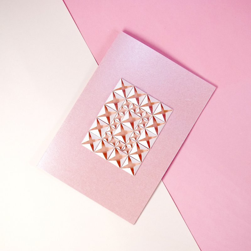 獨特摺紙藝術原創立體手工珍珠粉紅色卡片 - 心意卡/卡片 - 紙 粉紅色