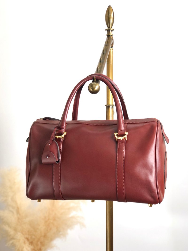 [Direct from Japan, branded used bag] Cartier Must Line handbag, Bordeaux leather Boston bag, vintage mrbj6b - Handbags & Totes - Genuine Leather Red