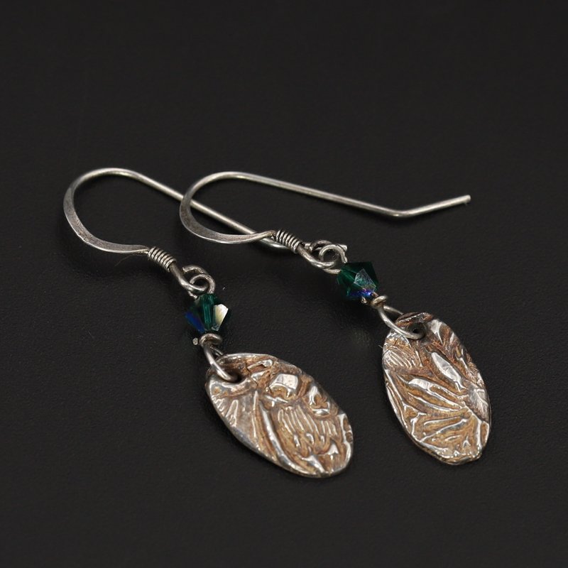 Flower Petals Wax Seal Dangle Earrings - ต่างหู - เงินแท้ 