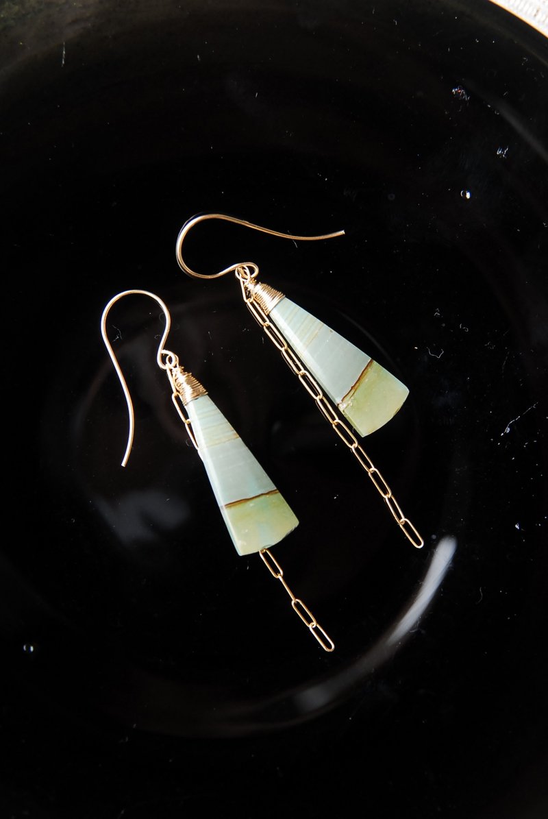 Jasper meadow earrings no.1 14kgf - Earrings & Clip-ons - Semi-Precious Stones Green