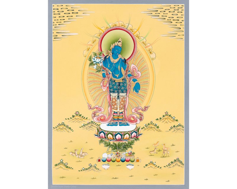 Handmade Akasagarbha Thangka – Tibetan Art of Infinite Mind & Universal -B06282 - Wall Décor - Other Materials 