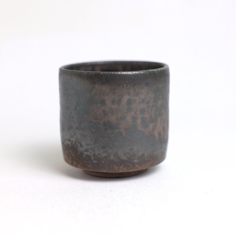 明芽窯 | 柴燒灰釉水杯 深灰 黑金 紋路 陶杯 茶杯 杯子 H9 - 茶壺/茶杯/茶具 - 陶 灰色