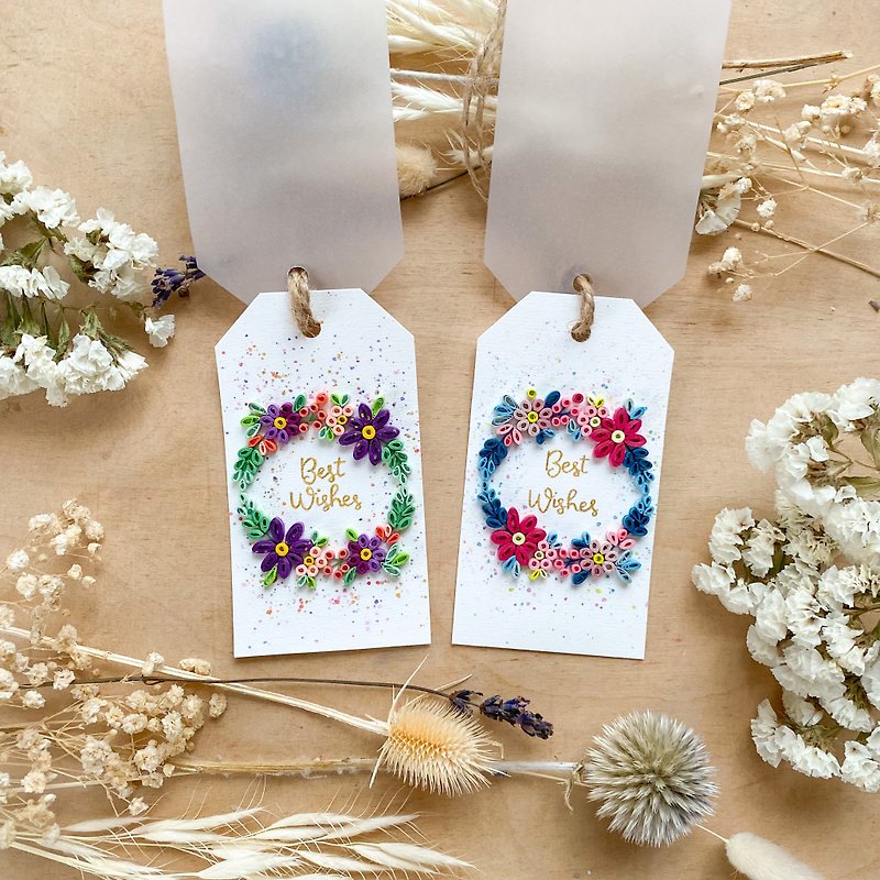 A Set - Two Handmade Gift Tags - Best Wishes - การ์ด/โปสการ์ด - กระดาษ 