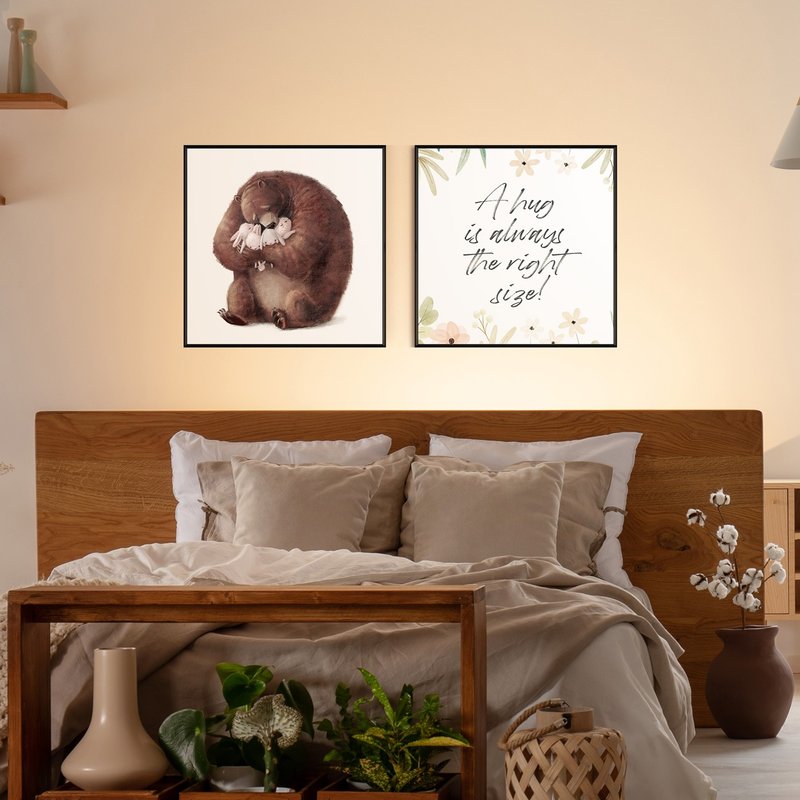 [Combined painting discount combination] Bears love you series hanging paintings/children's room decoration/animal illustrations - โปสเตอร์ - วัสดุอื่นๆ สีนำ้ตาล