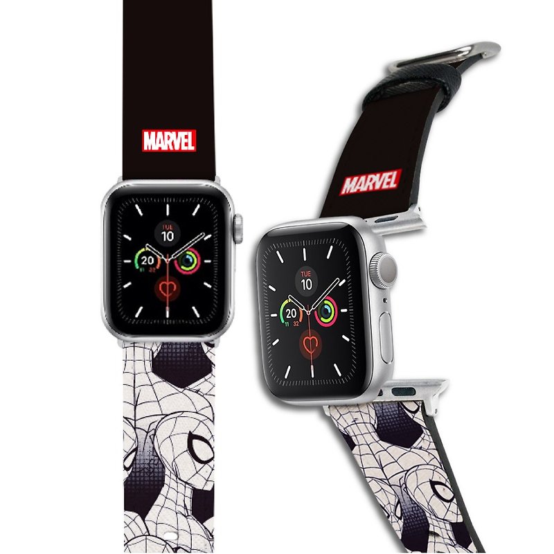 Marvel-Apple Leather Watch Band-Spider-man - Watchbands - Faux Leather Black