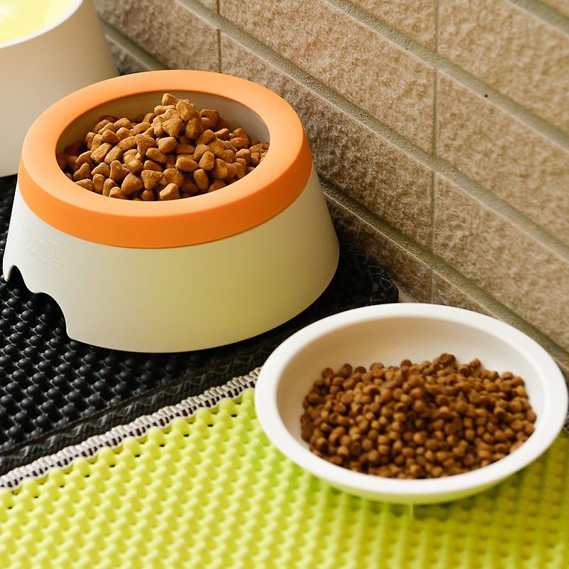 Antibacterial 98.7% bowl of food no longer sprinkled (orange orange) (can be used by dogs & cats) - Pet Bowls - Plastic Orange