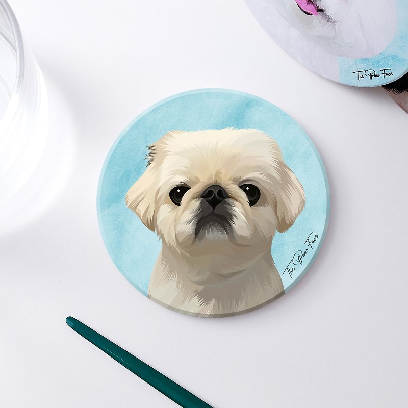 Pekingese-round ceramic absorbent coaster/animal/homeware - Coasters - Pottery 