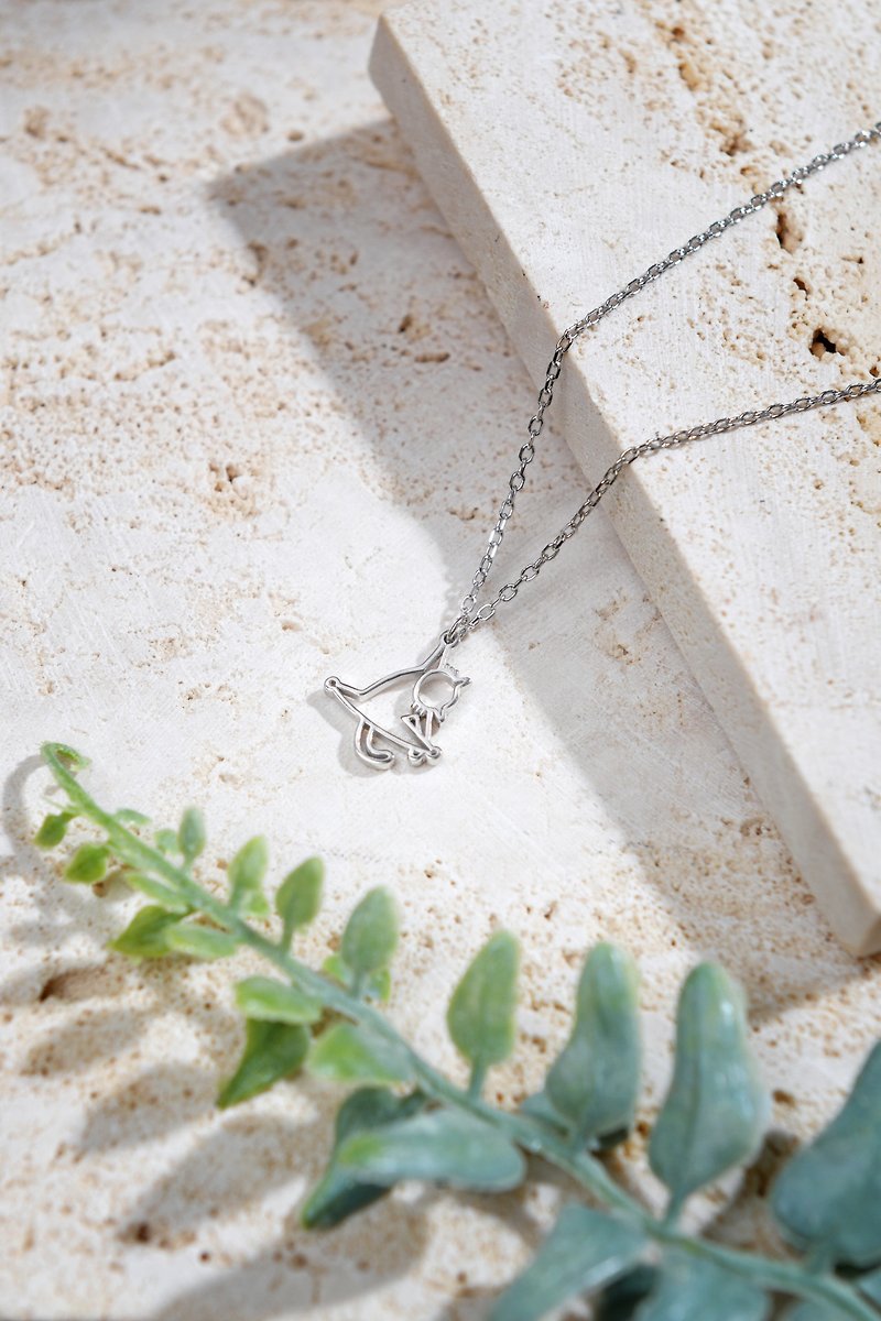 Yoga with Me-ow Necklace – Split - Necklaces - Sterling Silver Silver