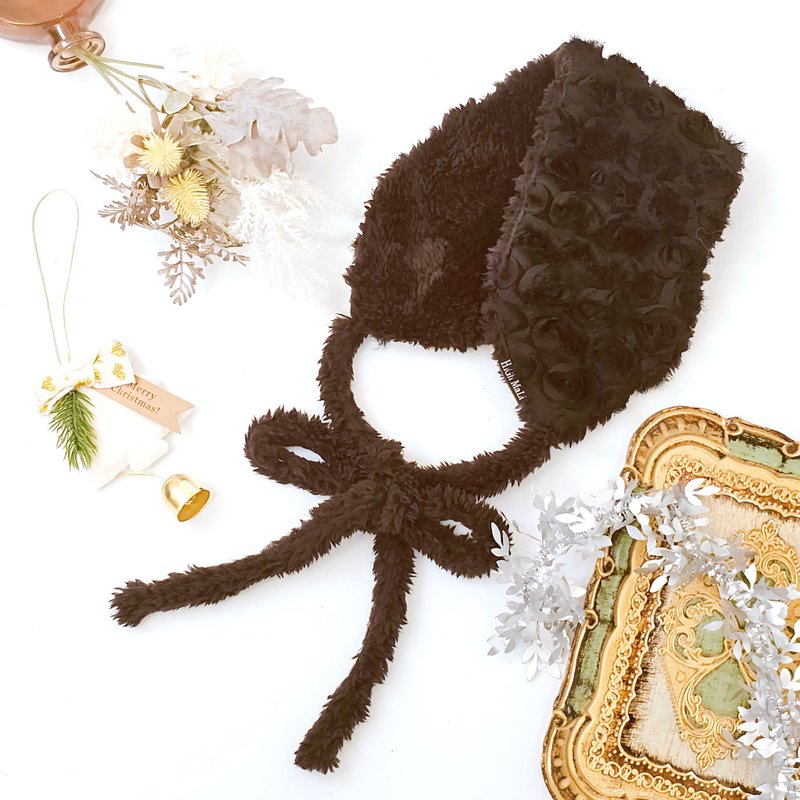 【HiGh MaLi】耳当て付きヘアバンド | 黒バラレース | ヘアバンド|独占デザイン|クリスマスギフト - 帽子 - その他の化学繊維 ブラック