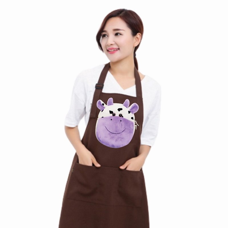 Milk Cow Face-Off Apron - Aprons - Polyester Brown