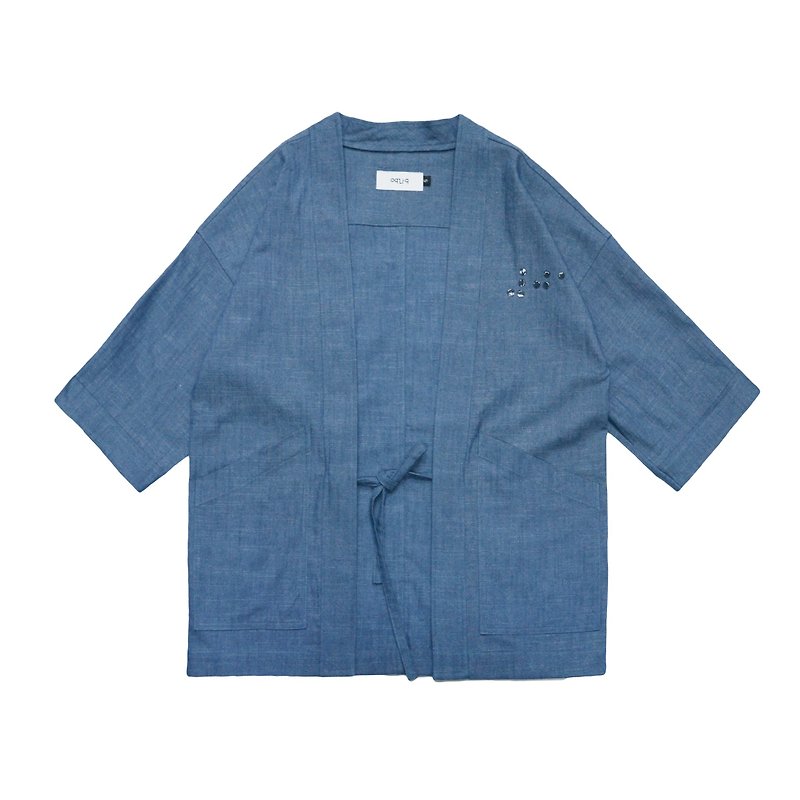 oqLiq - Project 01 - Braille Noragi(light denim) - Men's Coats & Jackets - Cotton & Hemp Blue