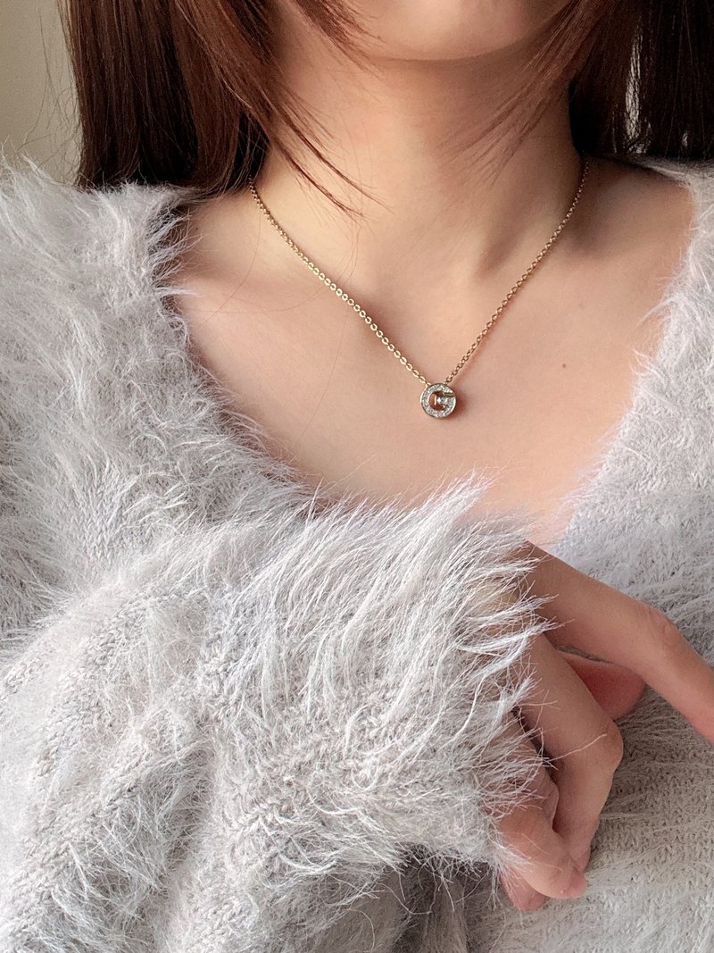 中古正品 Givenchy 紀梵希 G logo 萊茵石 項鍊 鎖骨鍊 禮物 - 項鍊 - 其他金屬 金色