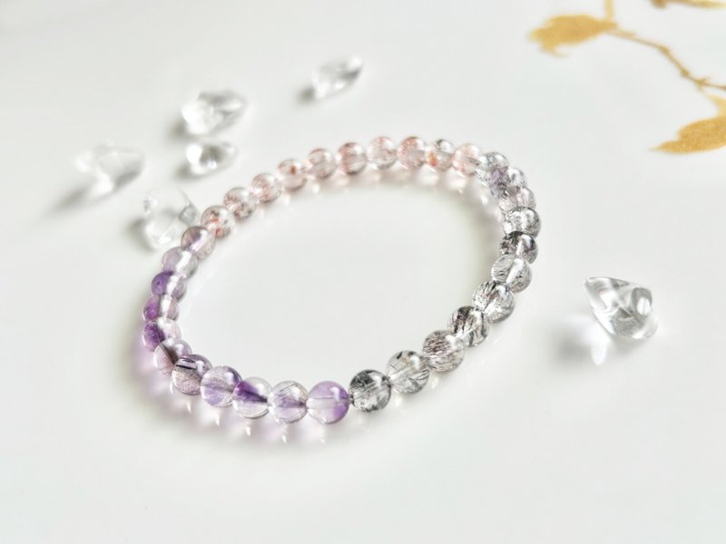 Three-wheel backbone crystal 5.5mm Super Seven [Elf] gradient super seven - Bracelets - Crystal Multicolor