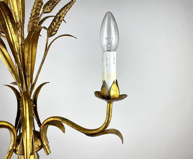 Italian Vintage Chandelier, Pendant Lighting In Gilded Metal