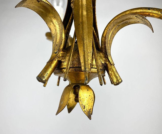 イタリアのヴィンテージシャンデリア|金色の金属|のペンダント照明3