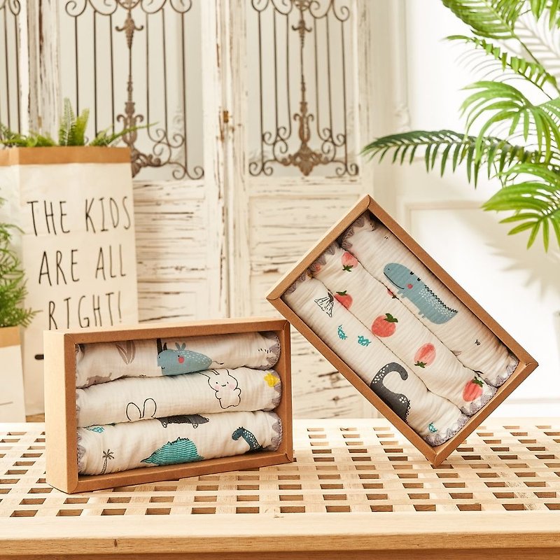 [Customized] Baby's full-month ten-layer cotton all-purpose towel gift box (full-month newborn gift box) - Baby Gift Sets - Cotton & Hemp Khaki