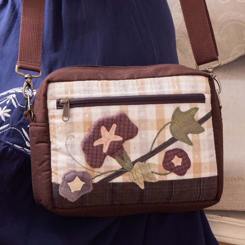 Morning glory diagonal bag - กระเป๋าแมสเซนเจอร์ - ผ้าฝ้าย/ผ้าลินิน หลากหลายสี