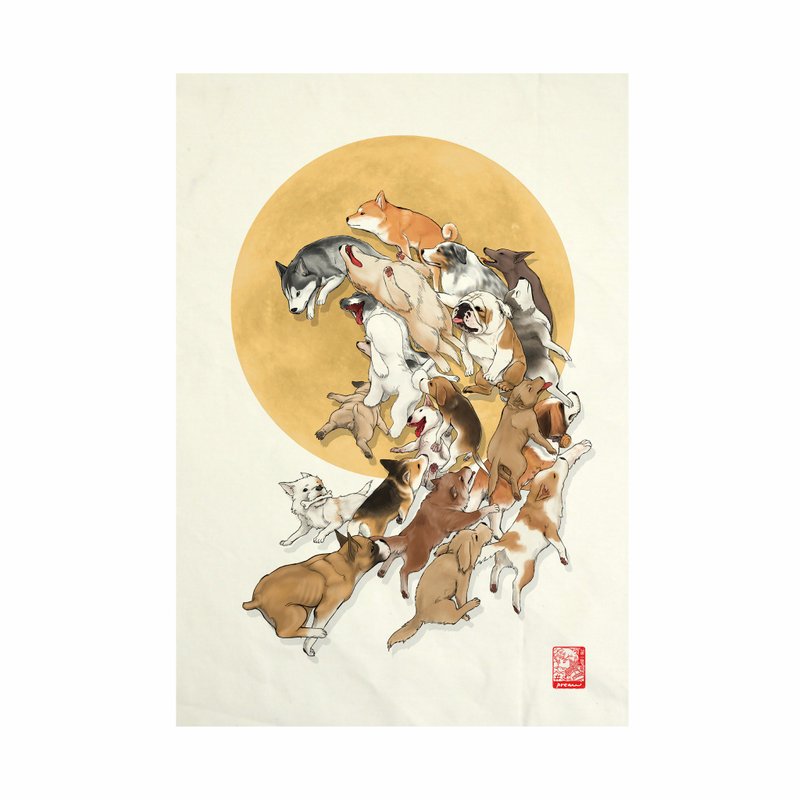 アート生地、キャンバス生地、プリント、ウェーブドッグ、フレームなし - その他 - コットン・麻 ホワイト