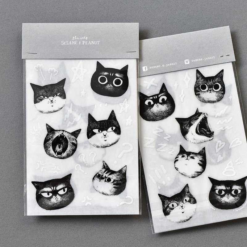 Stinky cat head pressure transfer sticker - Stickers - Waterproof Material Black