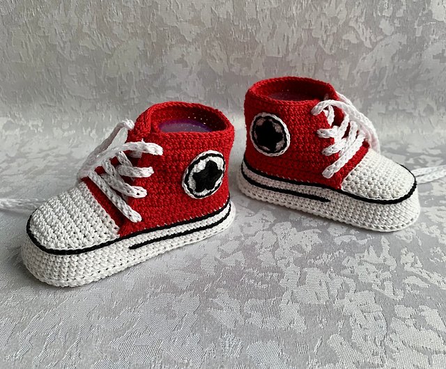Baby Booties Crochet Converse Unisex Crochet Baby Shoe Shower newborn - Shop HowletDi Baby Shoes -