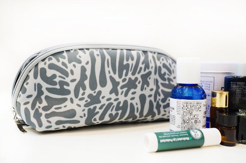 Cosmetic bag, pencil case, pencil case, school supplies, stationery, travel storage-Bacterial printing - Pencil Cases - Polyester Gray